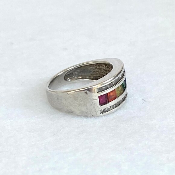 Ross-Simons Sterling Silver Channel Set Multi Gemstone Chakra Band Ring Sz 6.75 - Picture 14 of 16